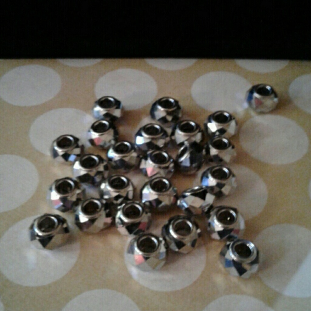 25 metallic colored euro beads